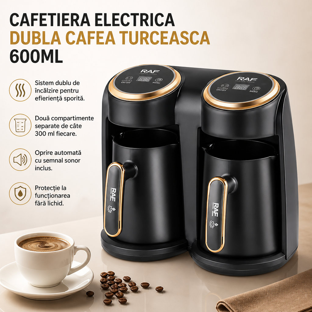 CAFETIERA ELECTRICA DUBLA CAFEA TURCEASCA 600ML