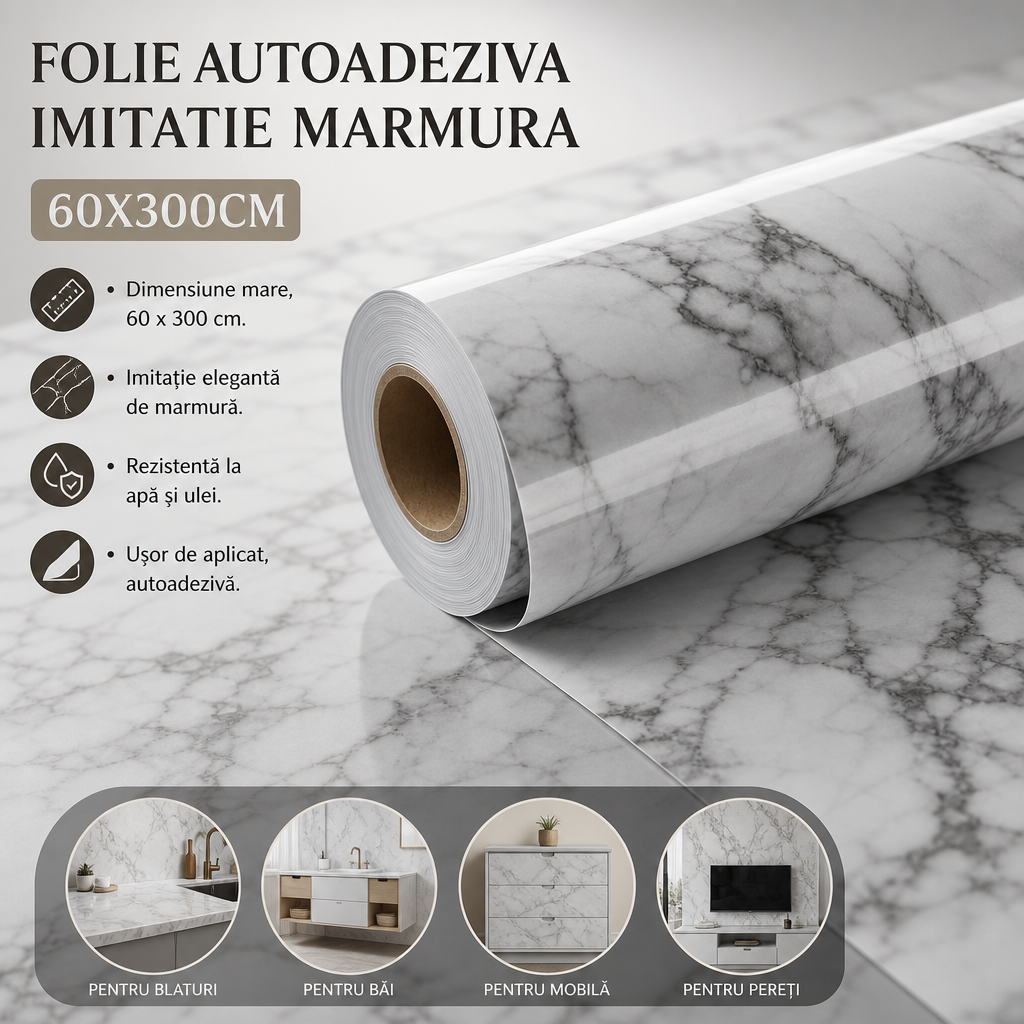 FOLIE AUTOADEZIVA IMITATIE MARMURA 60X300CM