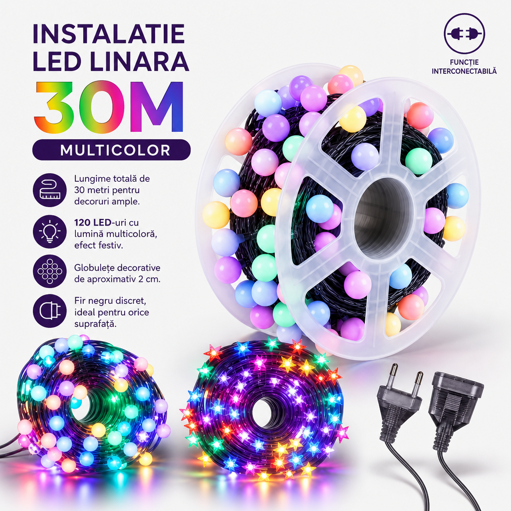 INSTALATIE LED LINARA 30M MULTICOLOR