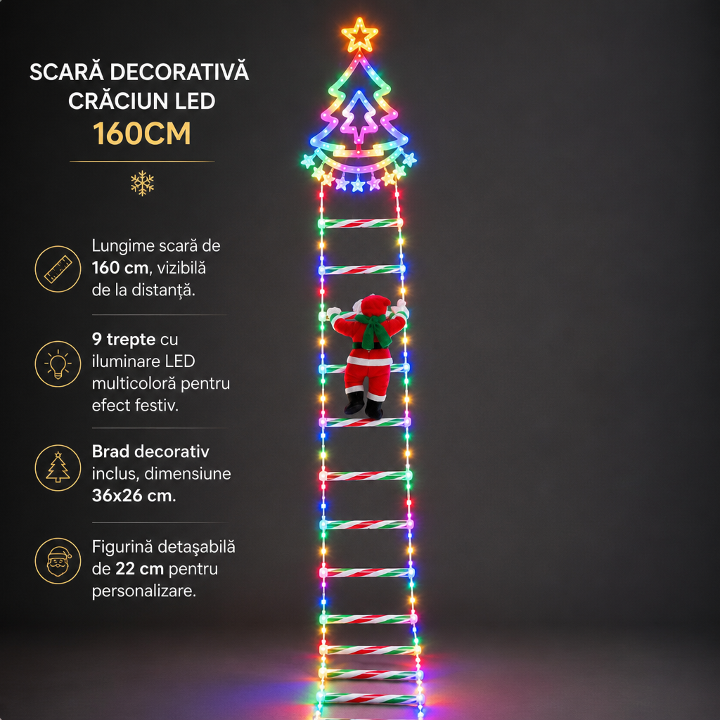 SCARA DECORATIVA CRACIUN LED 160CM