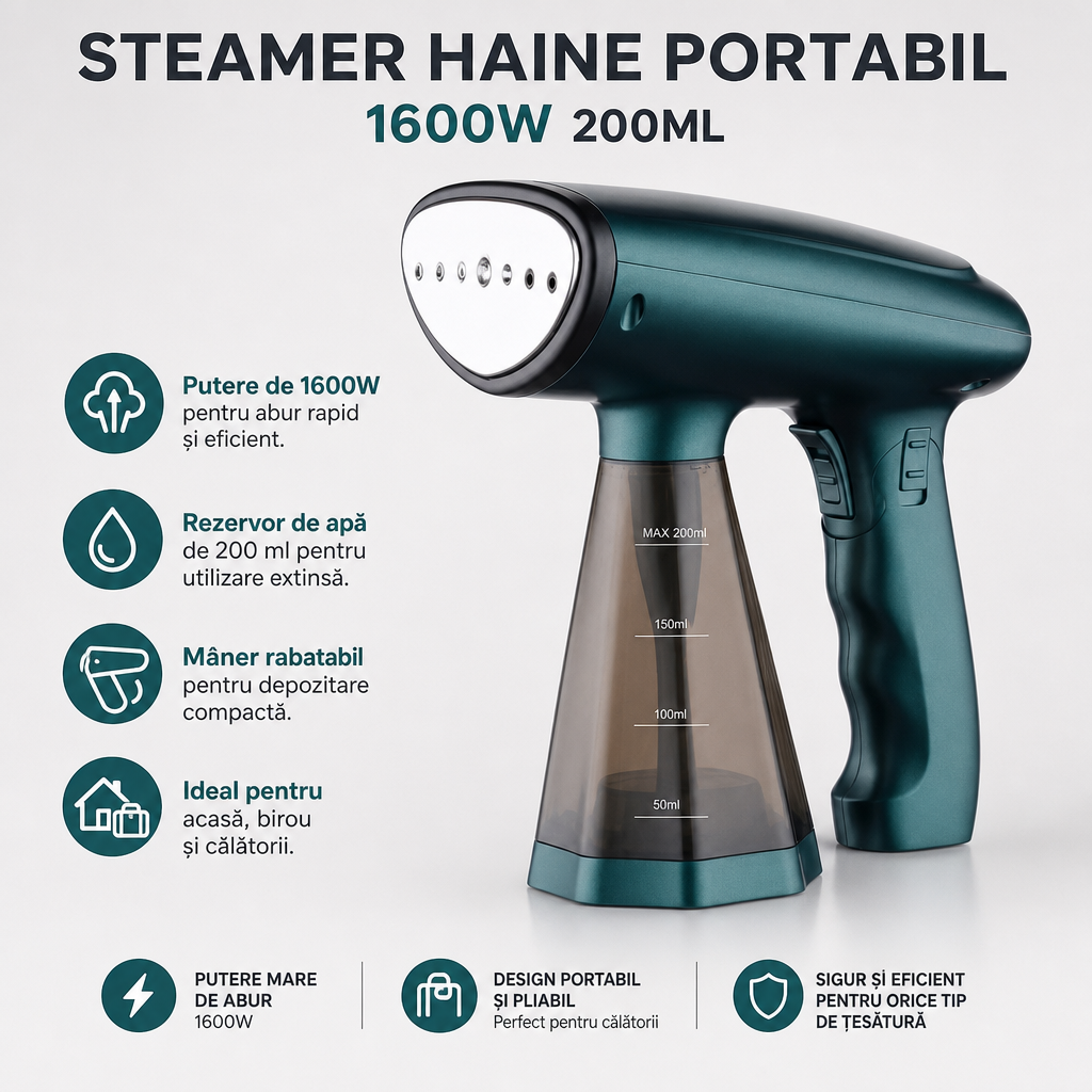 STEAMER HAINE PORTABIL 1600W 200ML