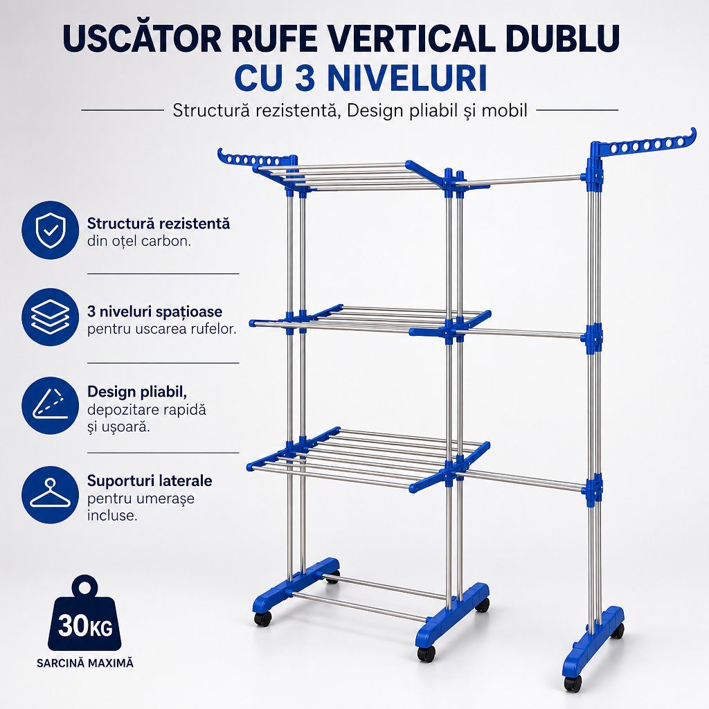 USCATOR RUFE VERTICAL DUBLU CU 3 NIVELURI