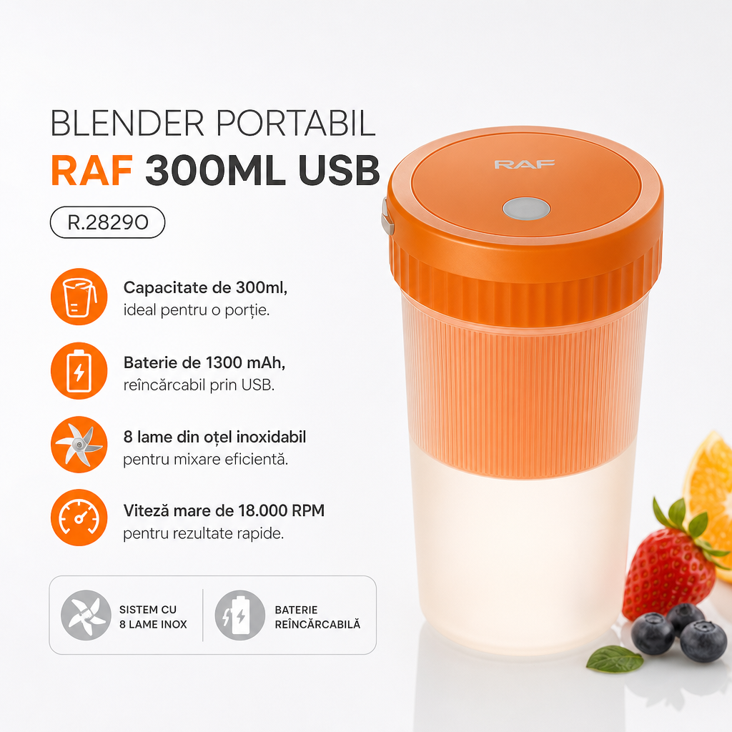 BLENDER PORTABIL RAF 300ML USB