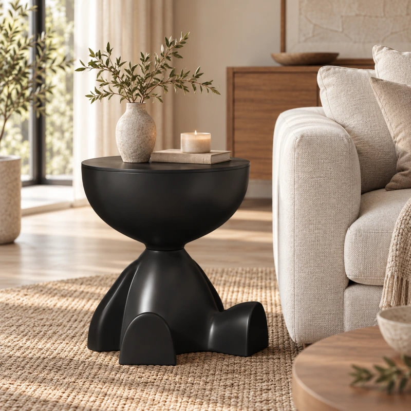 Măsuță laterală decorativă, rotundă, design modern 7