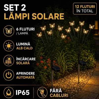SET DOUĂ LĂMPI SOLARE TIP FLUTURE