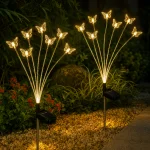 SET 2 X LAMPĂ SOLARĂ LED DECORATIVĂ, 6 FLUTURI, LUMINĂ ALB CALD, PENTRU GRĂDINĂ 5
